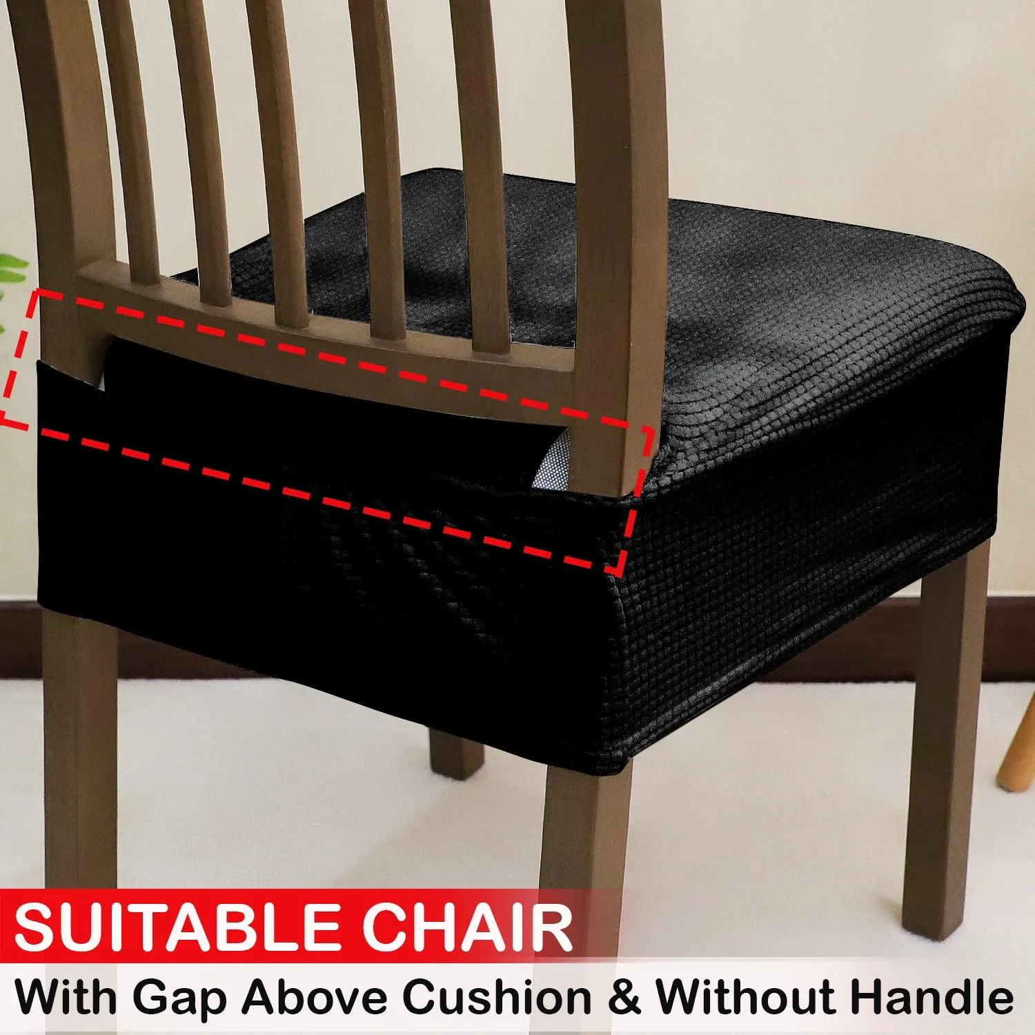 100% Waterproof Jacquard Dining Chair Seat Cushion Cover, Black