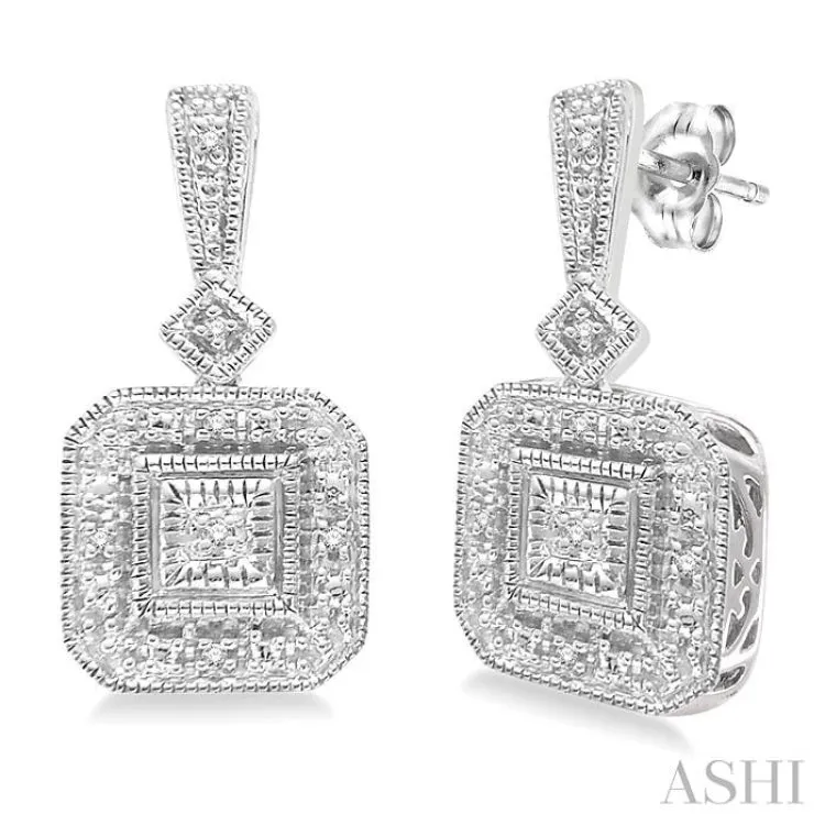 1/20 Ctw Single Cut Diamond Vintage Earrings in Sterling Silver