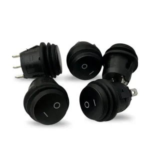 12v Black Rubber Seal Waterproof On/Off Rocker Switches (Available in 1/5/10/50)