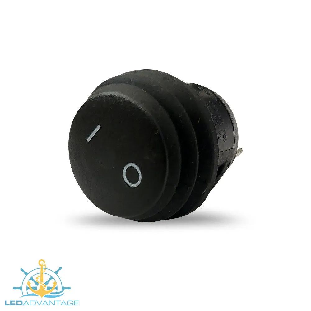 12v Black Rubber Seal Waterproof On/Off Rocker Switches (Available in 1/5/10/50)