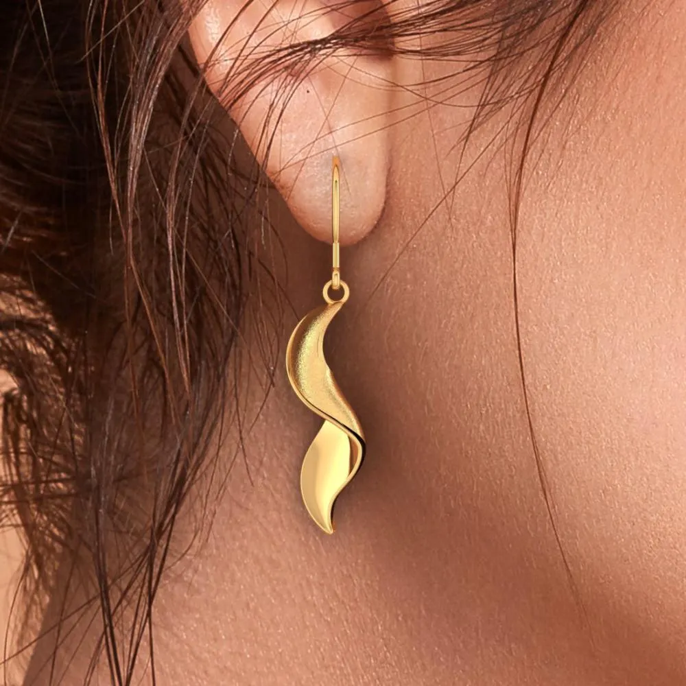 18k Simple Spiral-patterned Gold Earrings