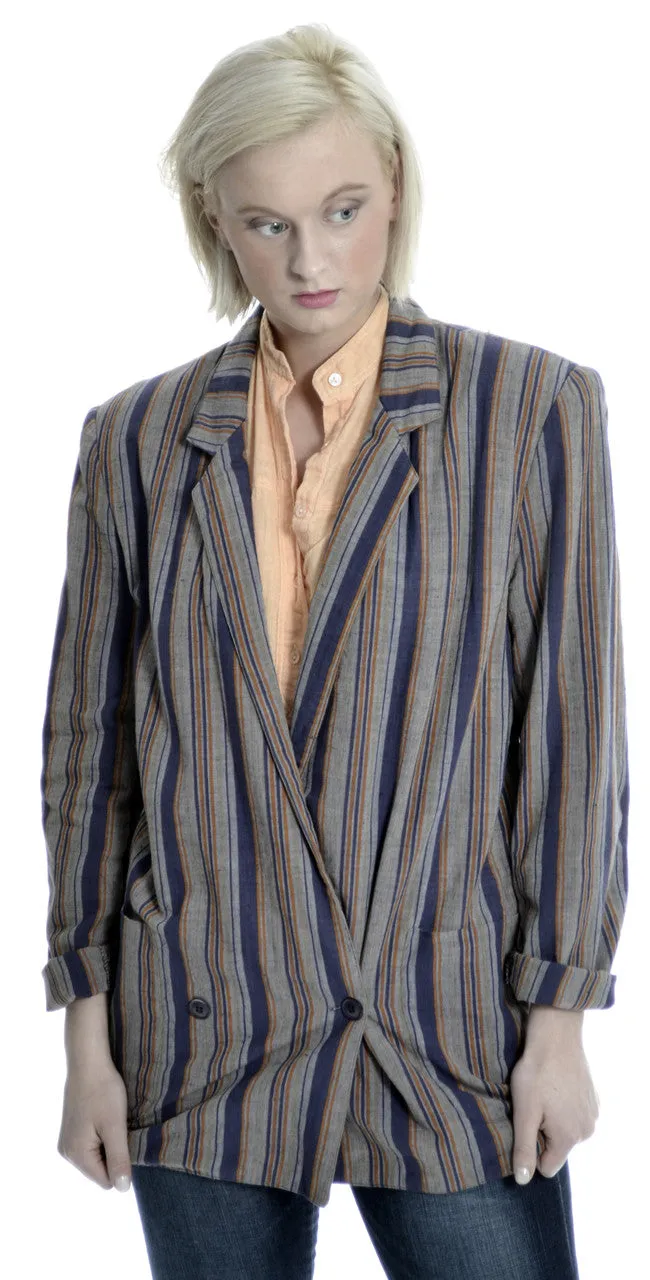 1980s Designer Willi Smith Willi Wear Vintage Blazer Jacket Stripes