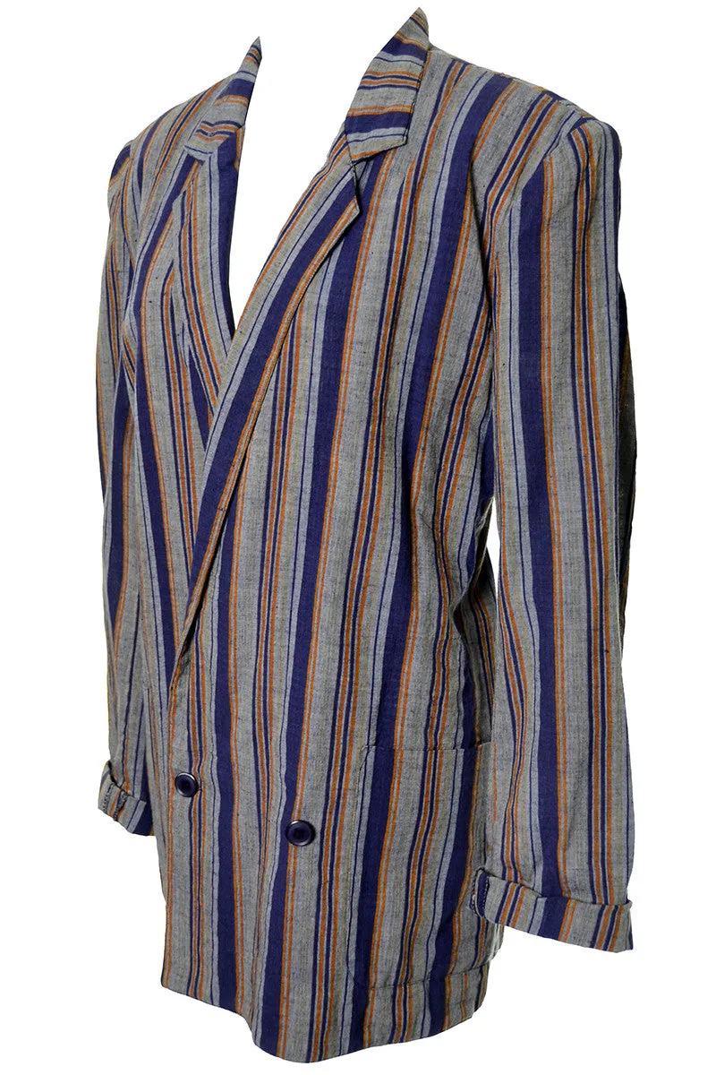 1980s Designer Willi Smith Willi Wear Vintage Blazer Jacket Stripes