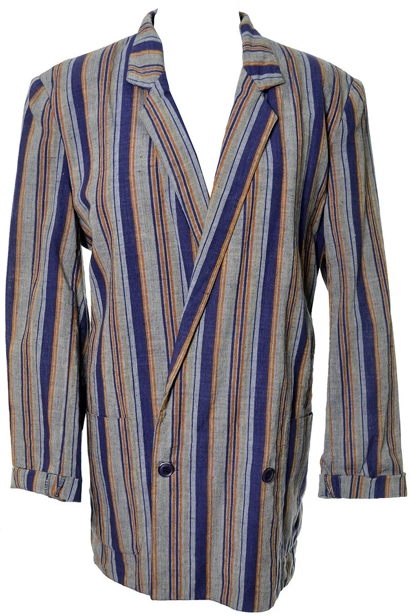 1980s Designer Willi Smith Willi Wear Vintage Blazer Jacket Stripes