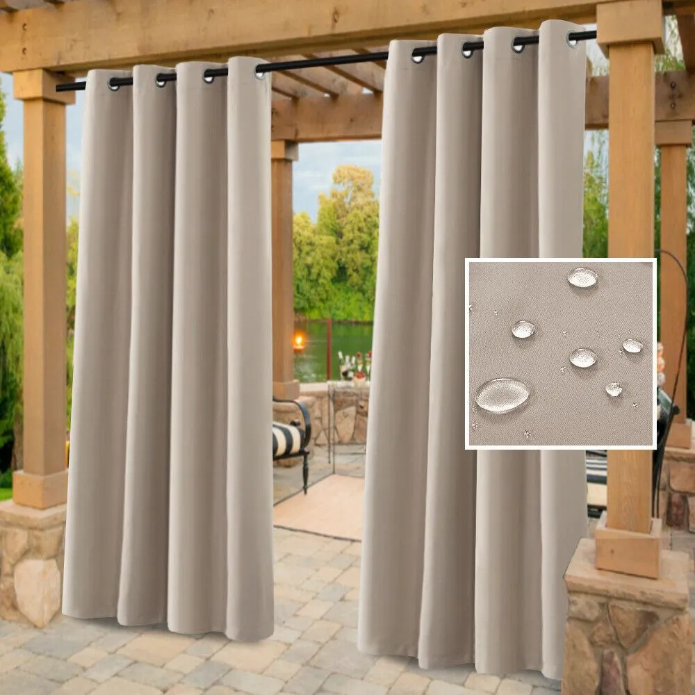 1x Outdoor Curtains Waterproof Thermal Insulated Blackout Drapes for Deck/Gazebo