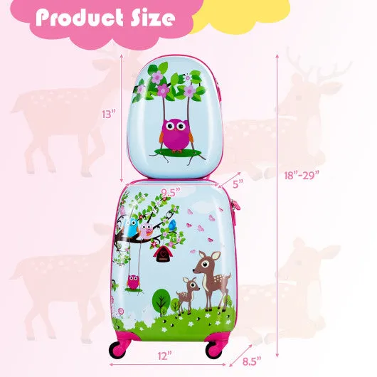 2 Pieces ABS Kids Suitcase Backpack Luggage Set