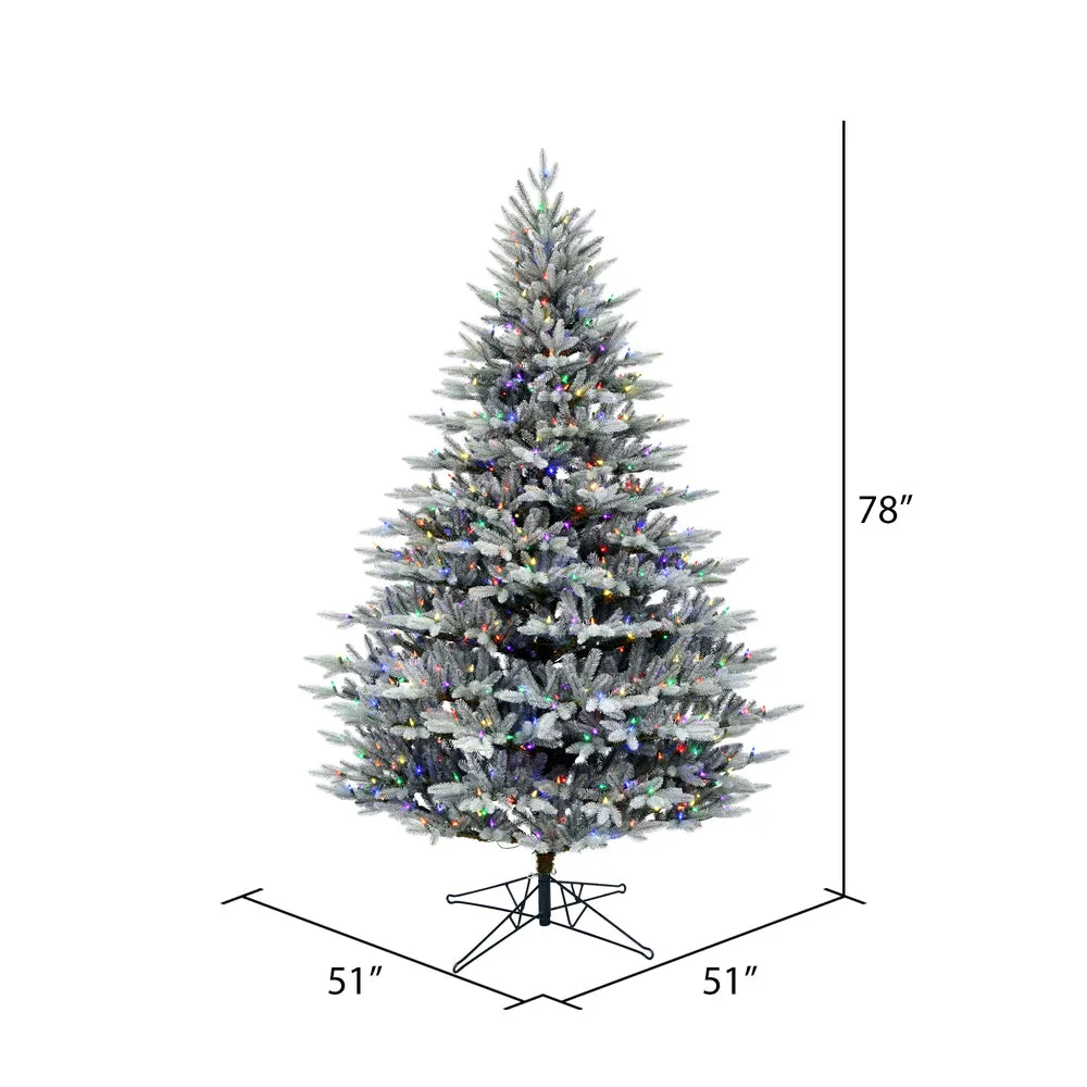 6.5' x 51" Douglas Blue Fir Artificial Christmas Tree Multi-colored Dura-Lit LED