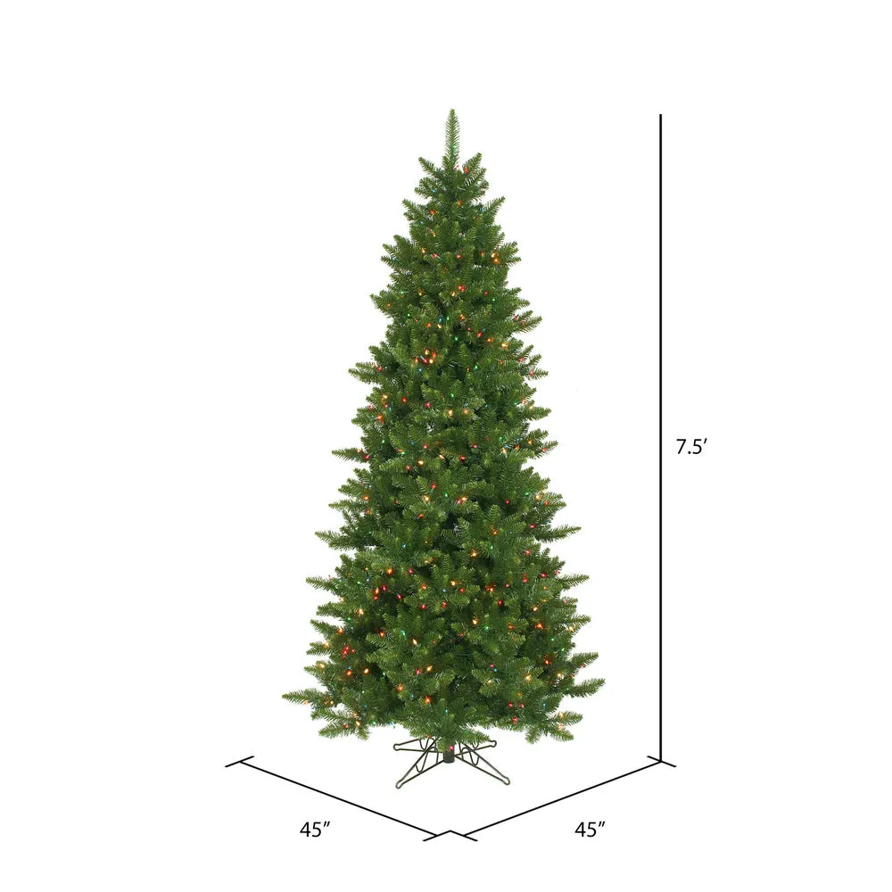 7.5' Camdon Fir Slim Artificial Christmas Tree Multi-colored Dura-lit LED