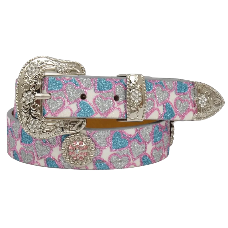 Angel Ranch Children's Glitter Heart Multi-Colored Belt DA6219