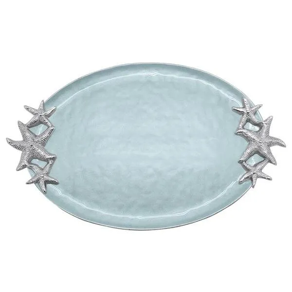 Aqua Starfish Handled Serving Tray