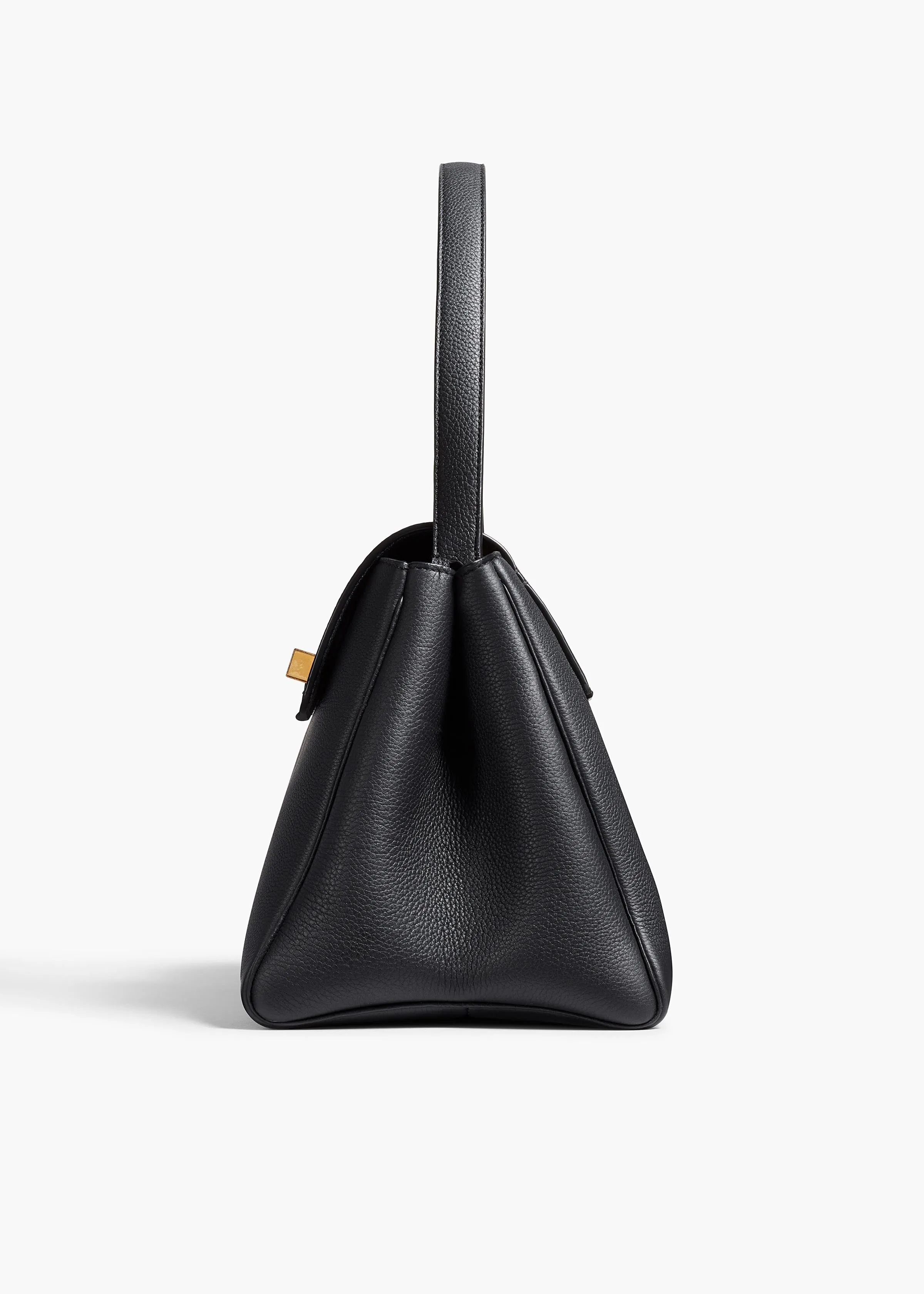 Audrey Top Handle Bag in Black Pebbled Leather