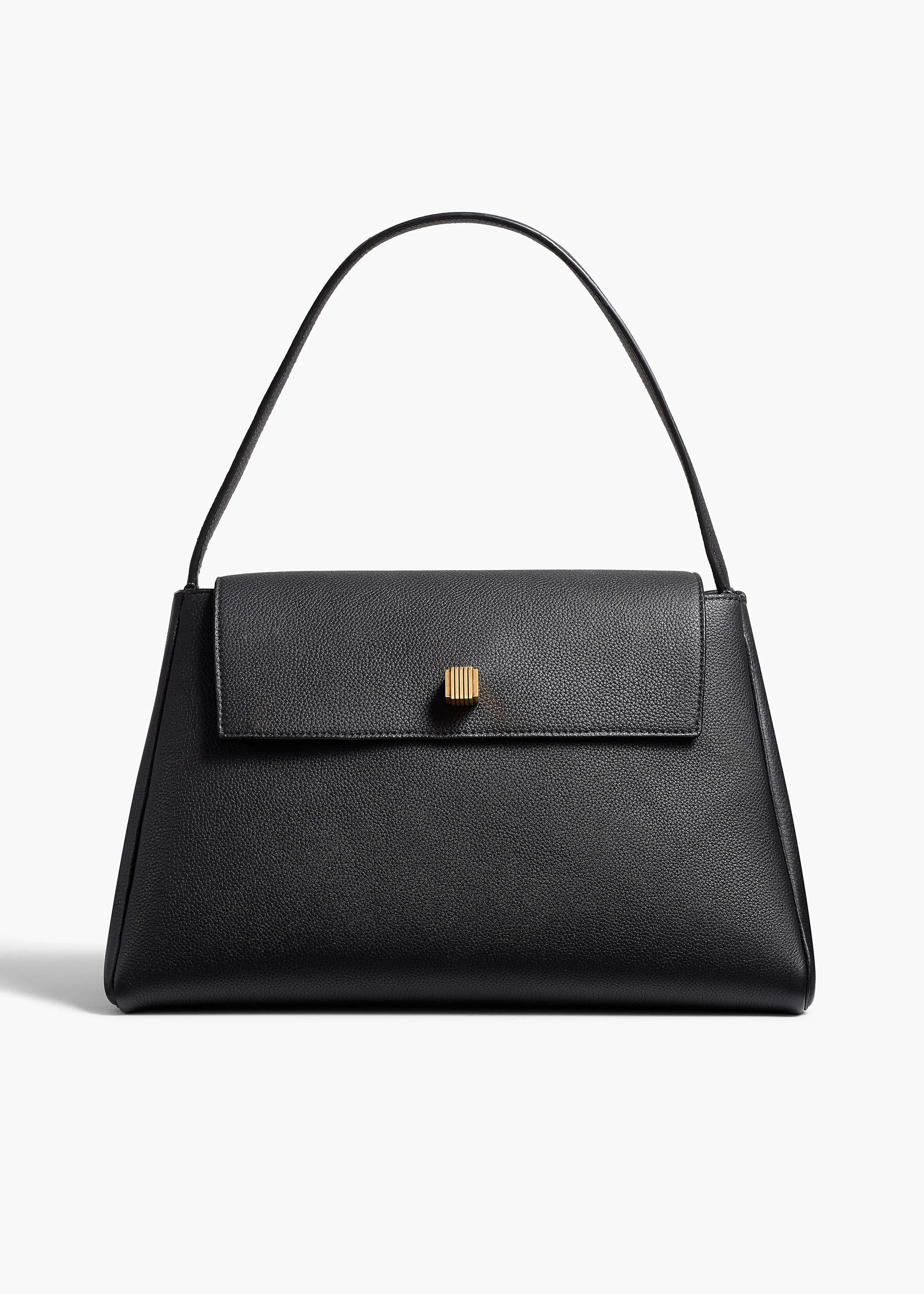 Audrey Top Handle Bag in Black Pebbled Leather