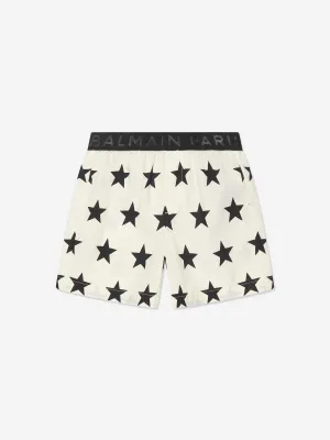 Balmain Baby Star Print Shorts in Ivory