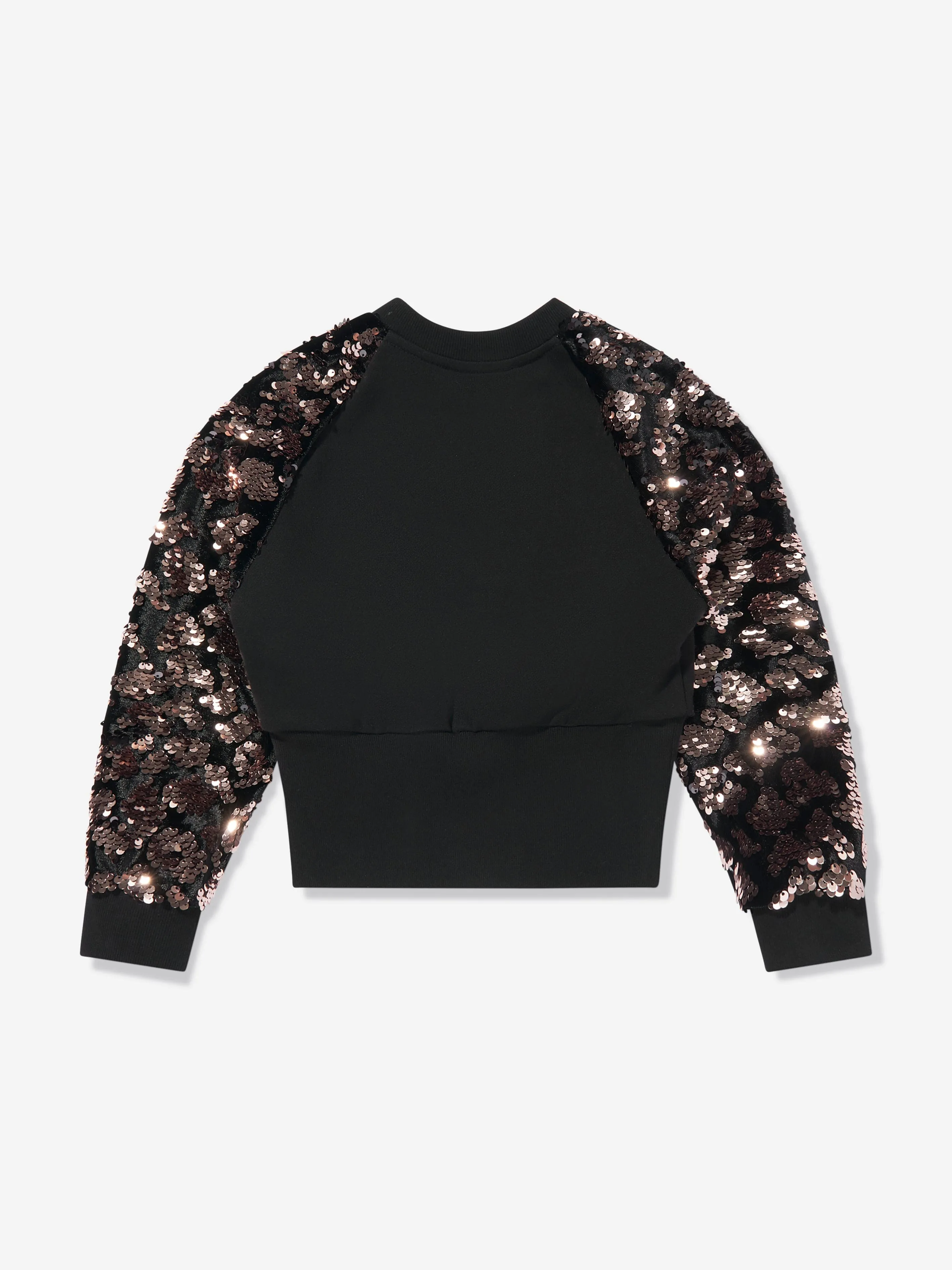 Balmain Girls Sequin Sleeve Sweatshirt in Black