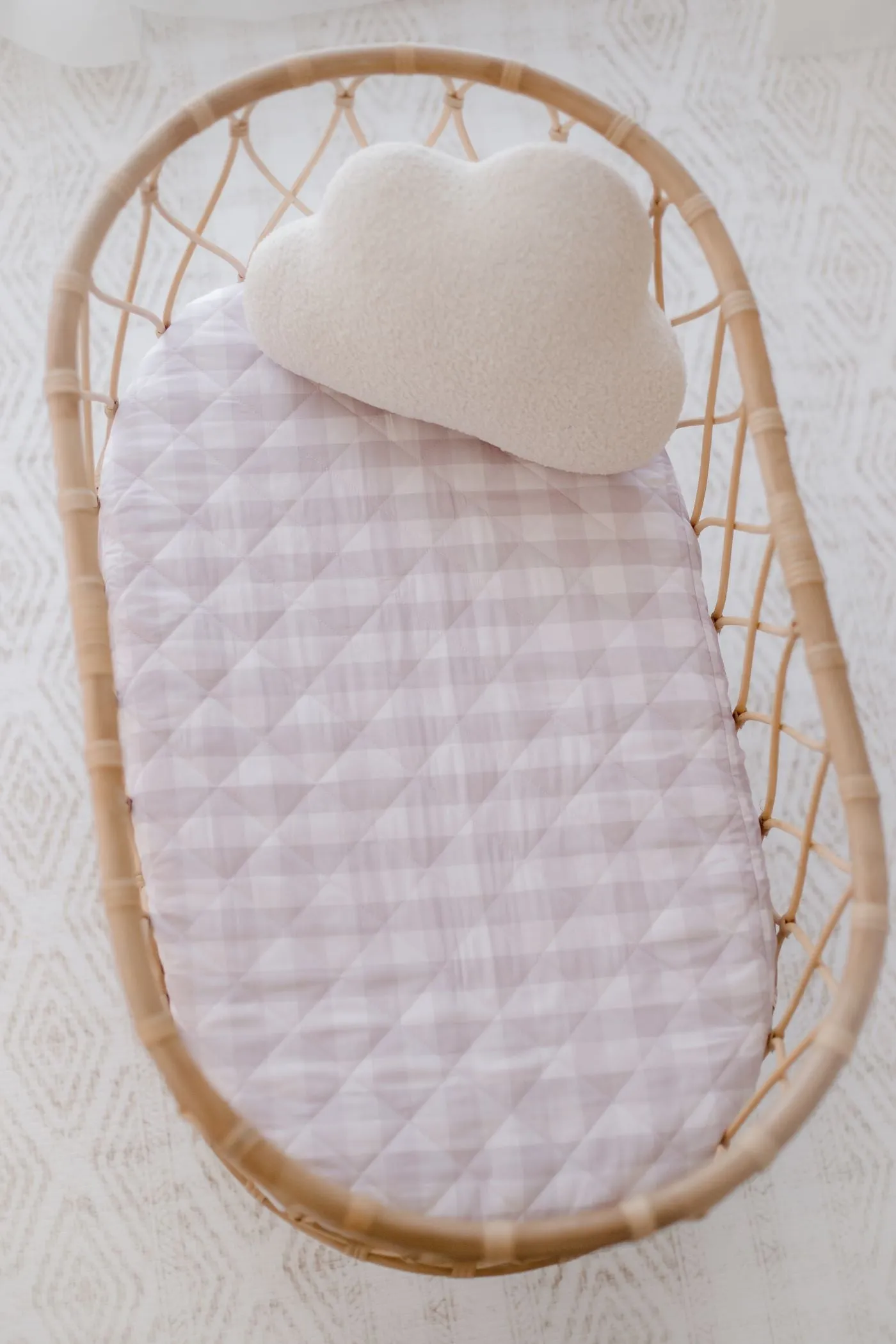 Bambella Designs Waterproof Bassinet Sheet/Change Mat Cover | Blush Gingham