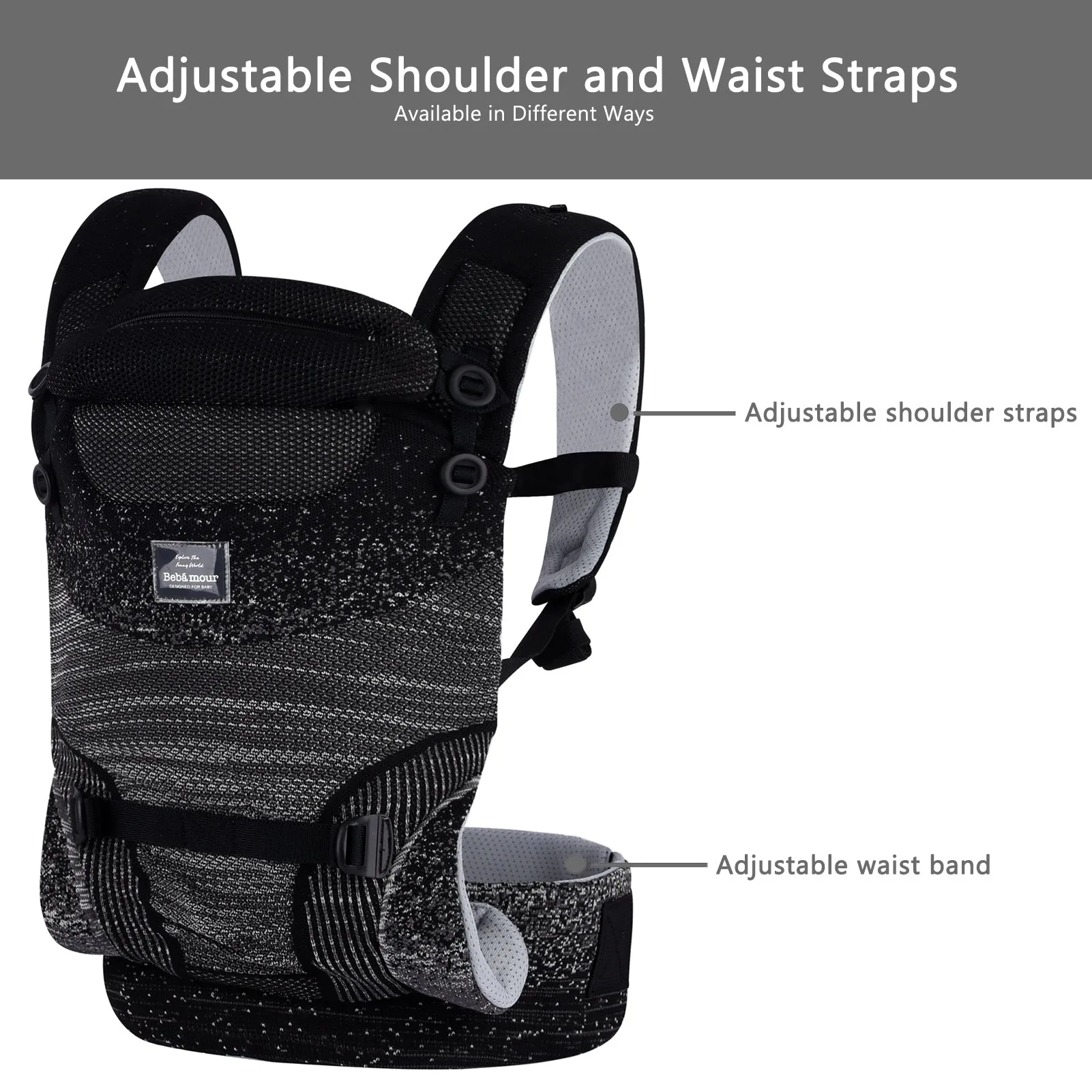 Bebamour Baby Carrier 3 Months 3D Air Mesh Baby Carrier for Infant and Toddlers Breathable Baby Carrier