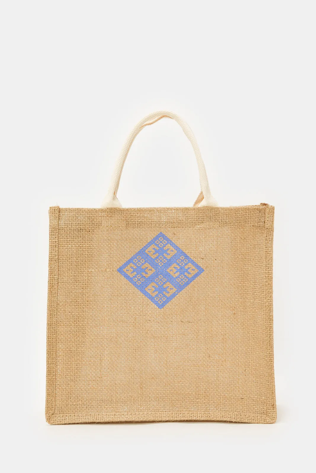 Beige Printed Shopping Bag