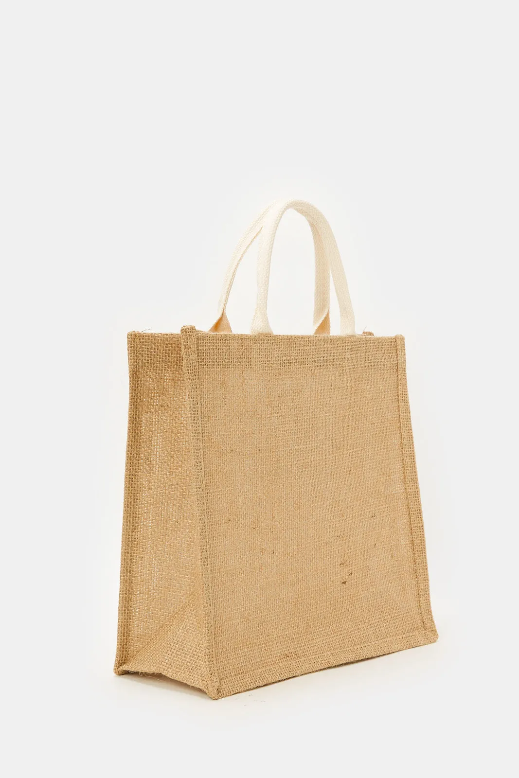 Beige Printed Shopping Bag