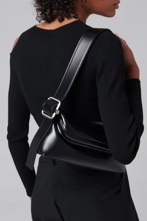 Black Folder Leather Shoulder Bag