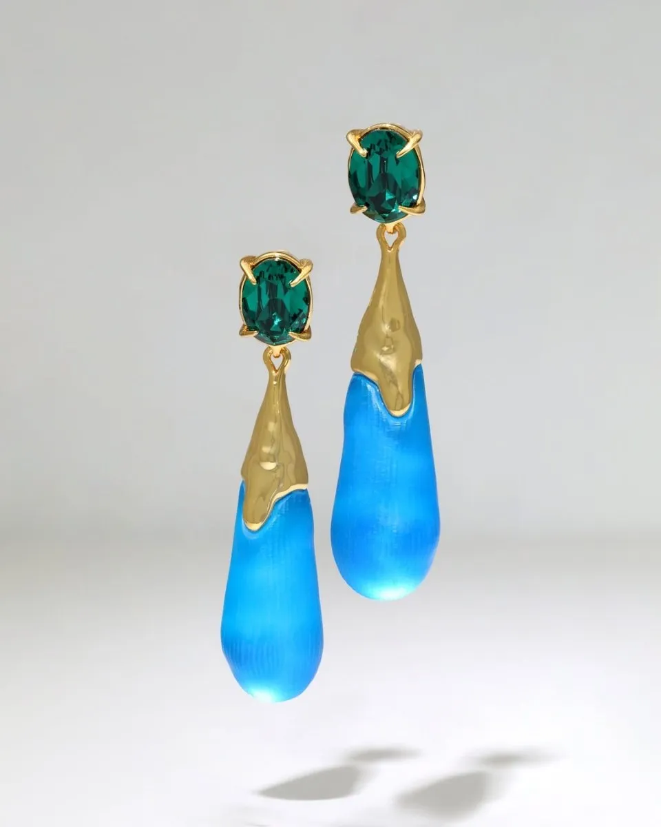 BonBon Crystal Small Teardrop Earring in Cerulean