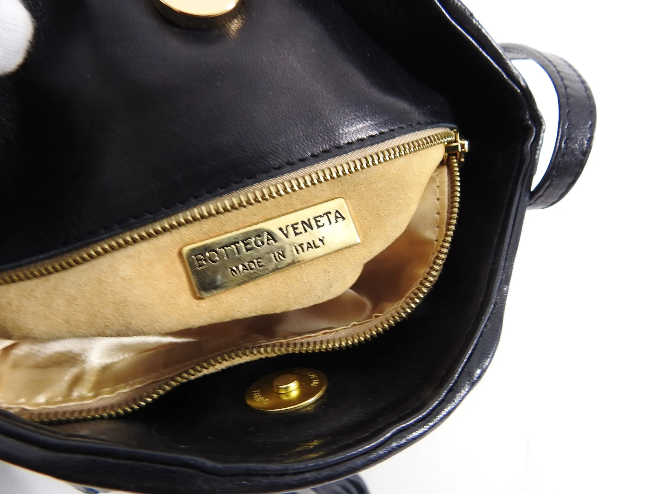 Bottega Veneta Vintage Black Intrecciato Leather Angular Crossbody Bag