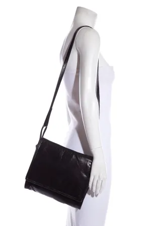 Bottega Veneta Vintage Black Leather Flap Handbag