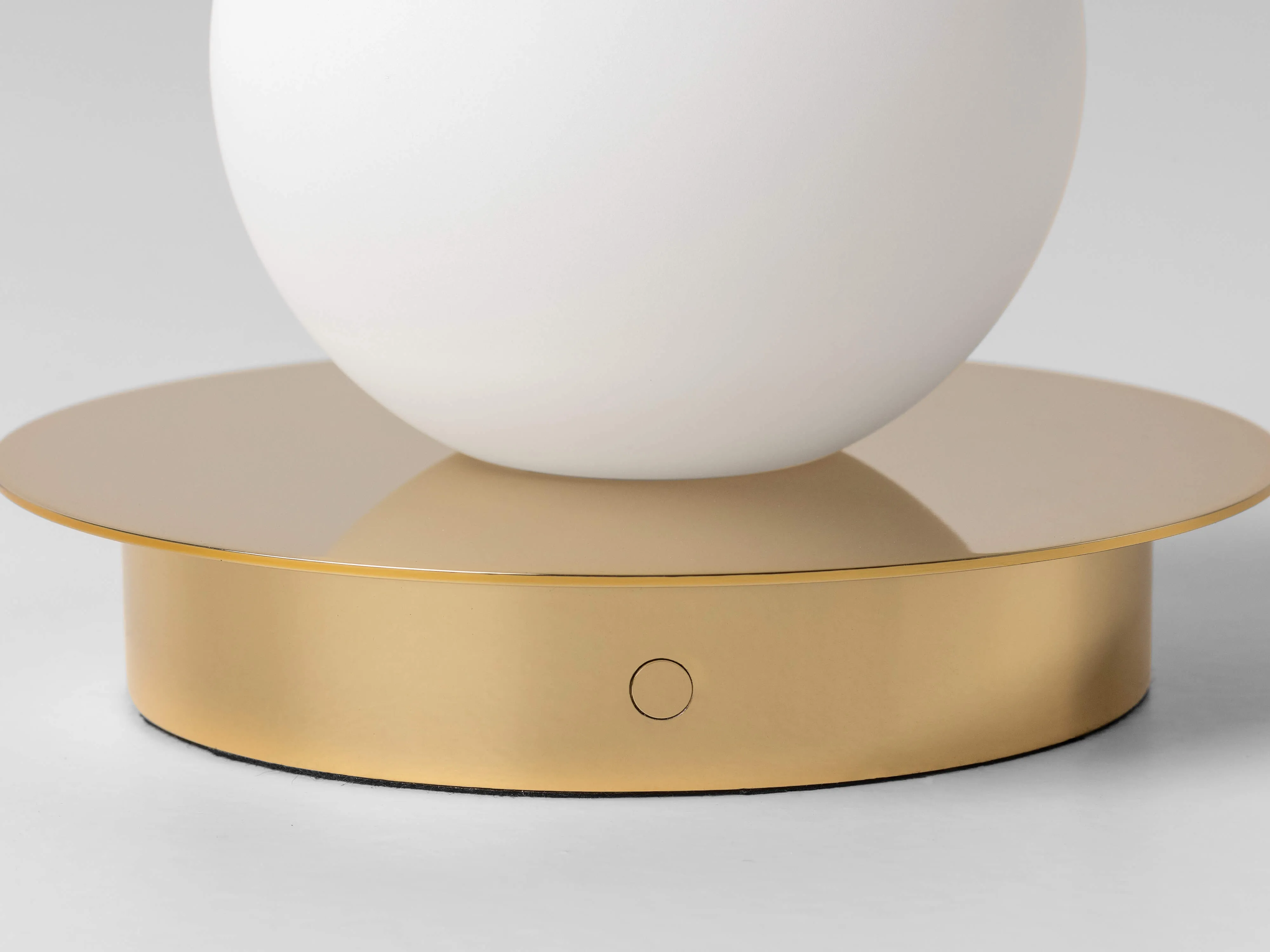 Brass opal disk cordless table lamp