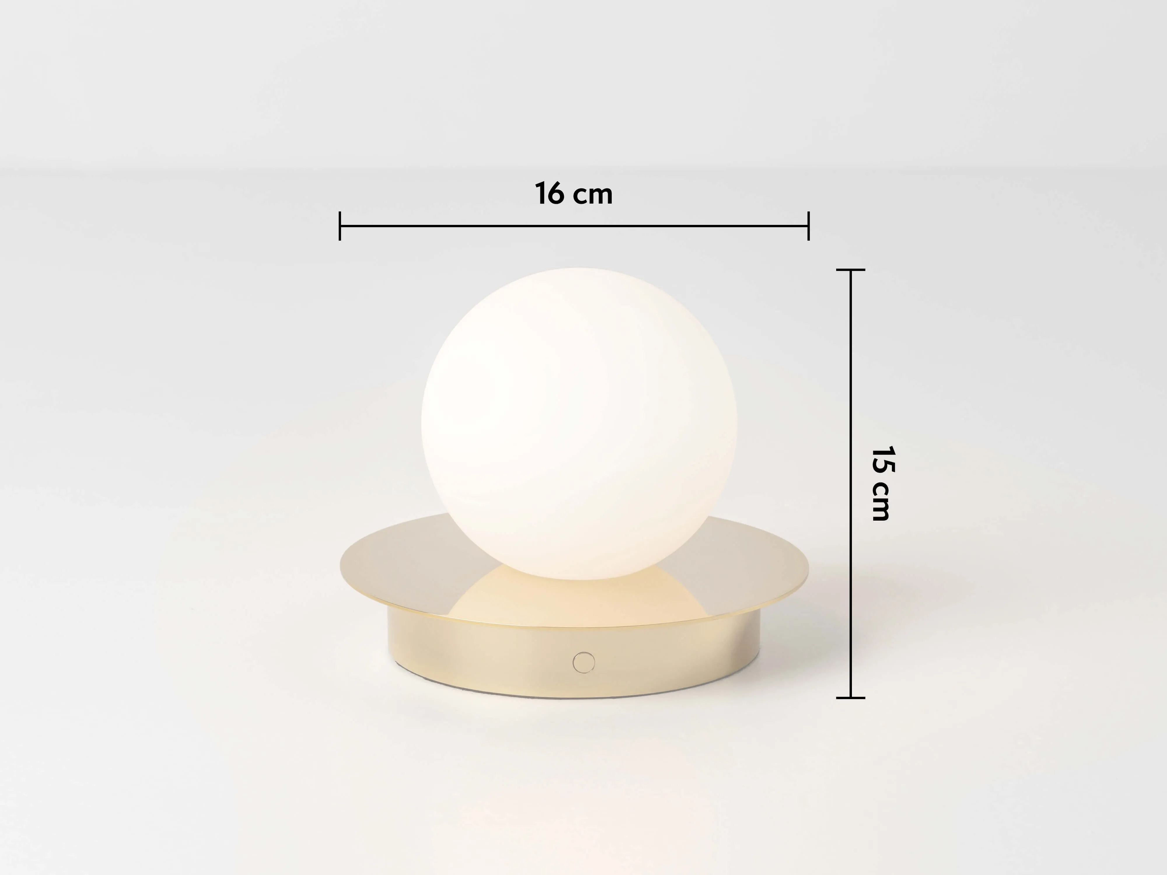 Brass opal disk cordless table lamp