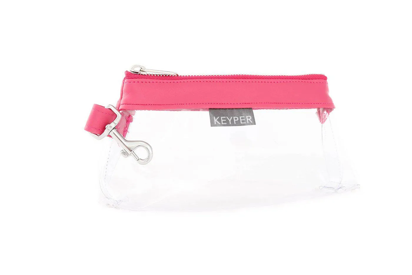 Bright Pink Vegan Leather CLEAR Bag with monogram