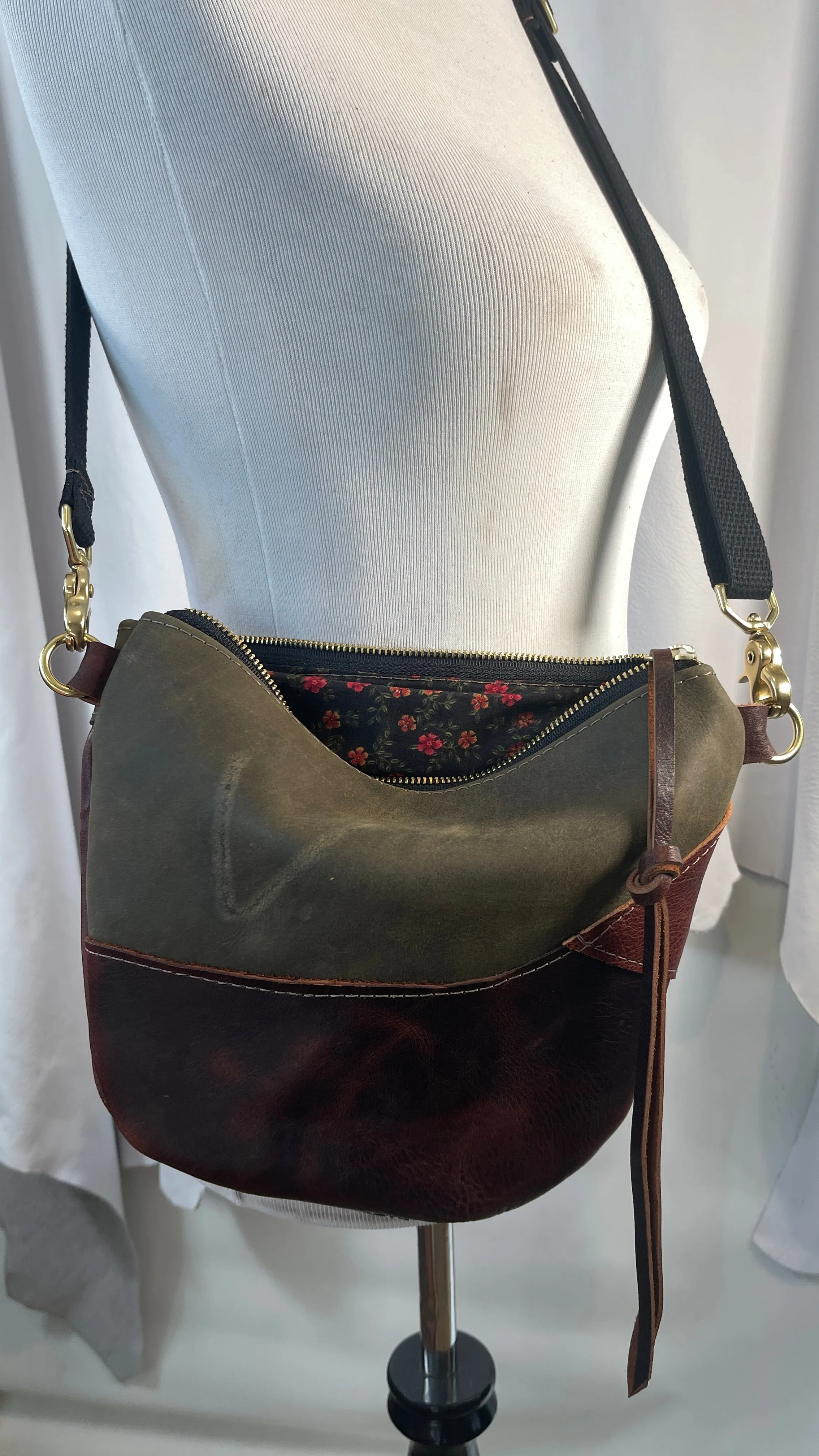 Brown Leather Satchel Crossbody Bag