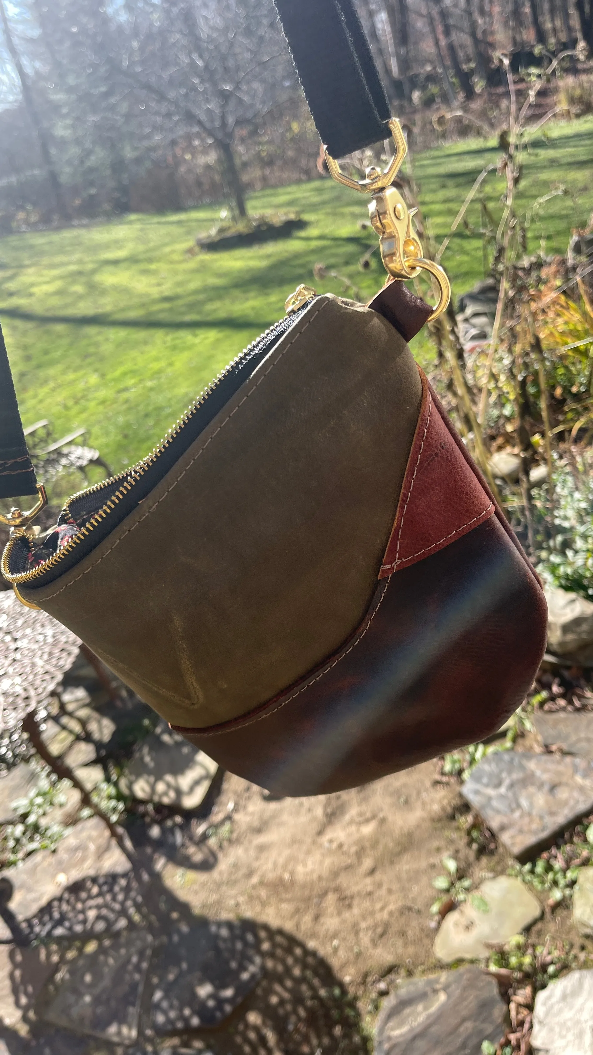 Brown Leather Satchel Crossbody Bag