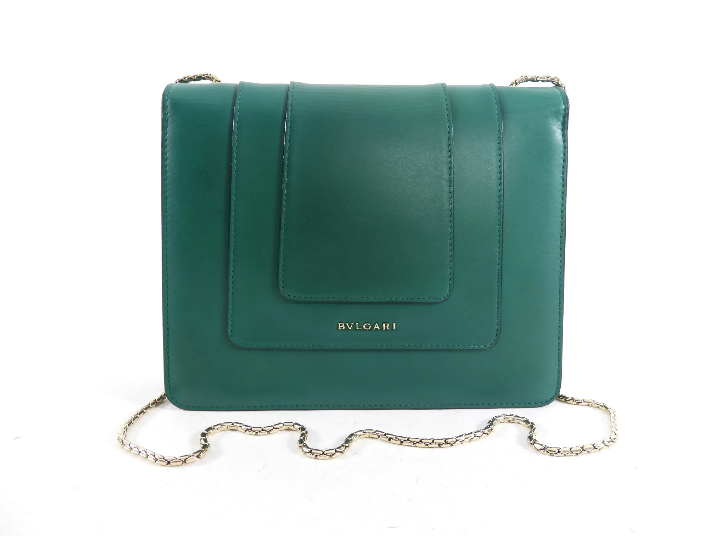 Bvlgari Dark Green Serpenti Forever Flap Bag