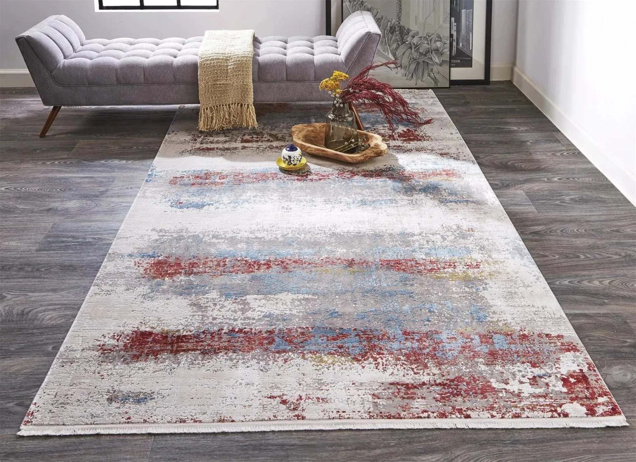 Cadiz 8663902F Grey/Red Rug