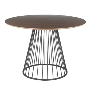 Canary Contemporary Dining Table in Black Metal and Walnut Wood Top by LumiSource