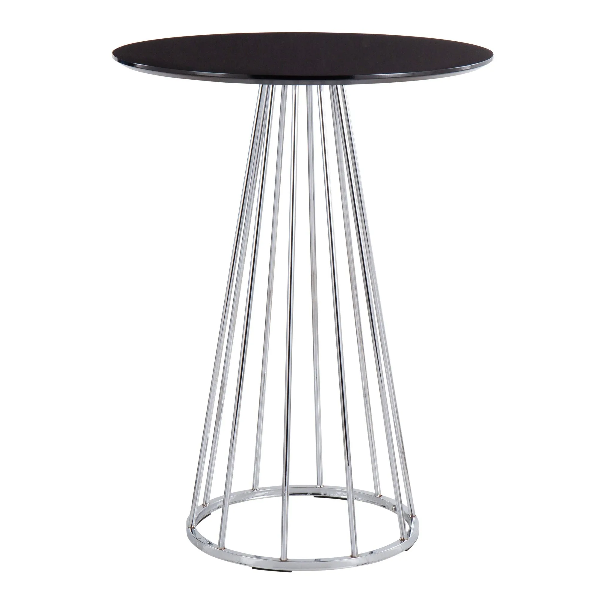 Canary Contemporary/Glam Counter Table in Chrome and Black Wood by LumiSource