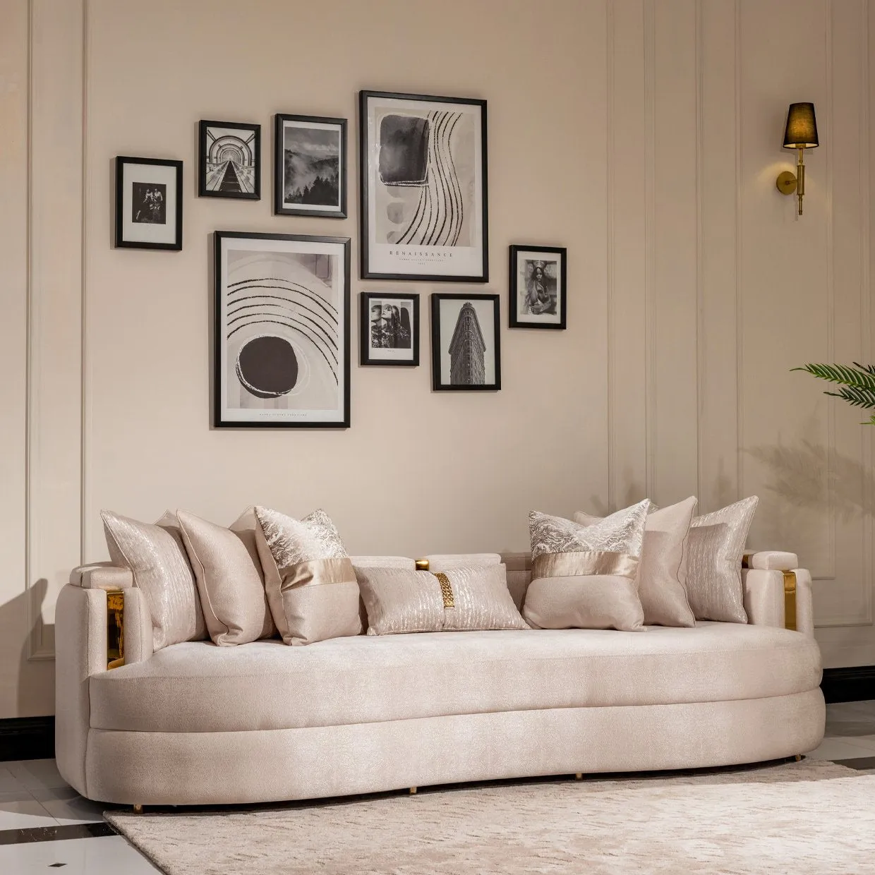 CARMELA Mansion Almond Gold Sofa - Michael Amini