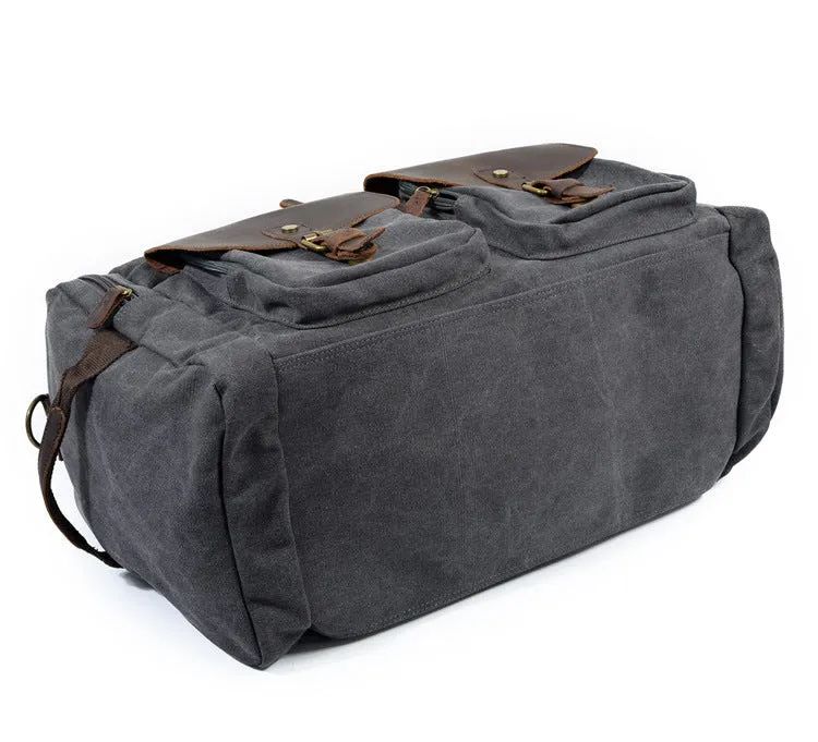 Casual Men's Large Storage Leather Canvas Traveling Duffle Bags 9133