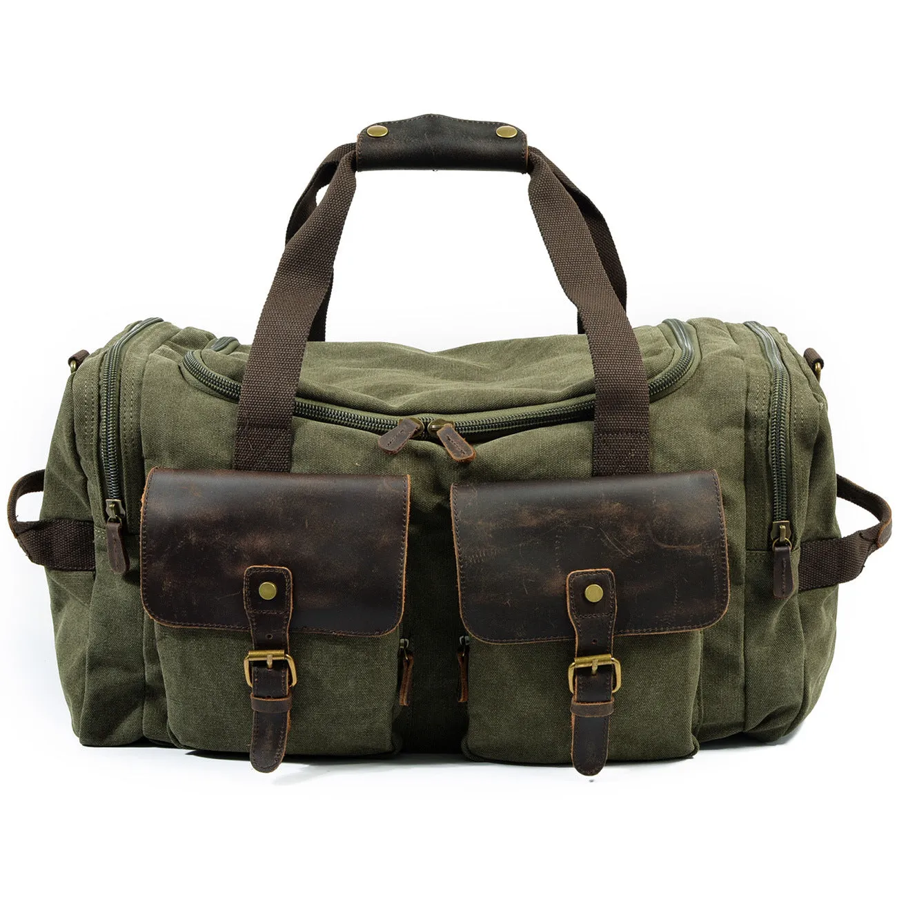 Casual Men's Large Storage Leather Canvas Traveling Duffle Bags 9133