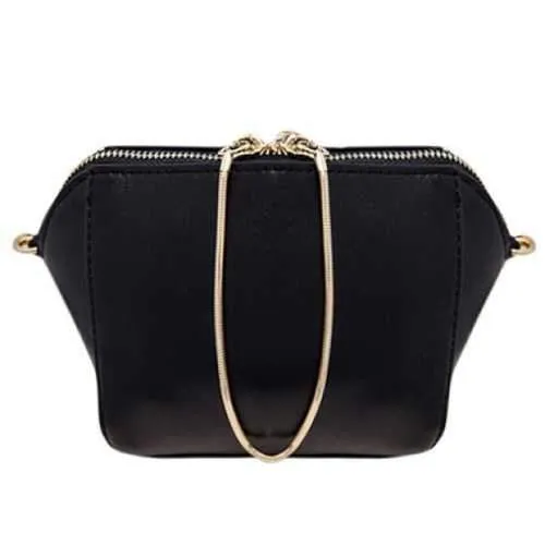 Casual Solid Color and Chain Design Crossbody Bag For Women - Black