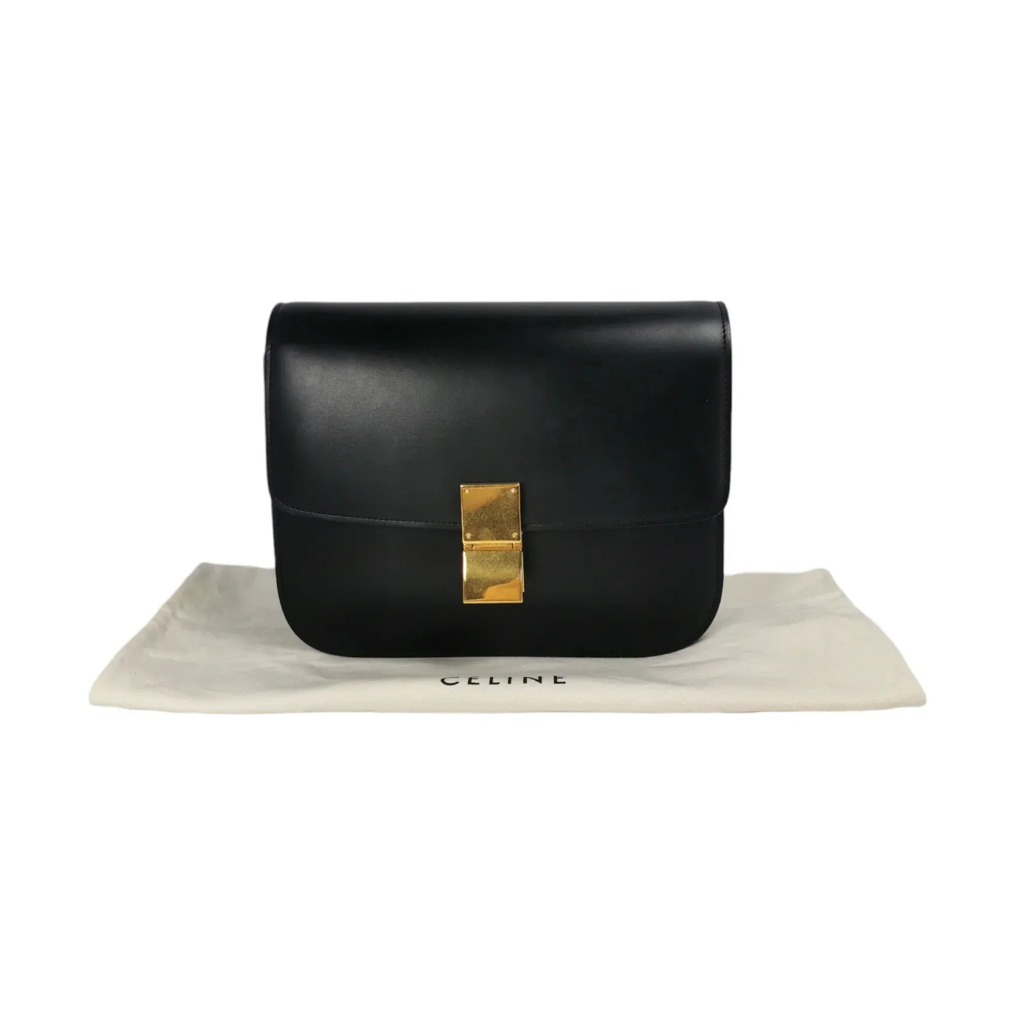 Celine Classic Box Medium Black Calfskin