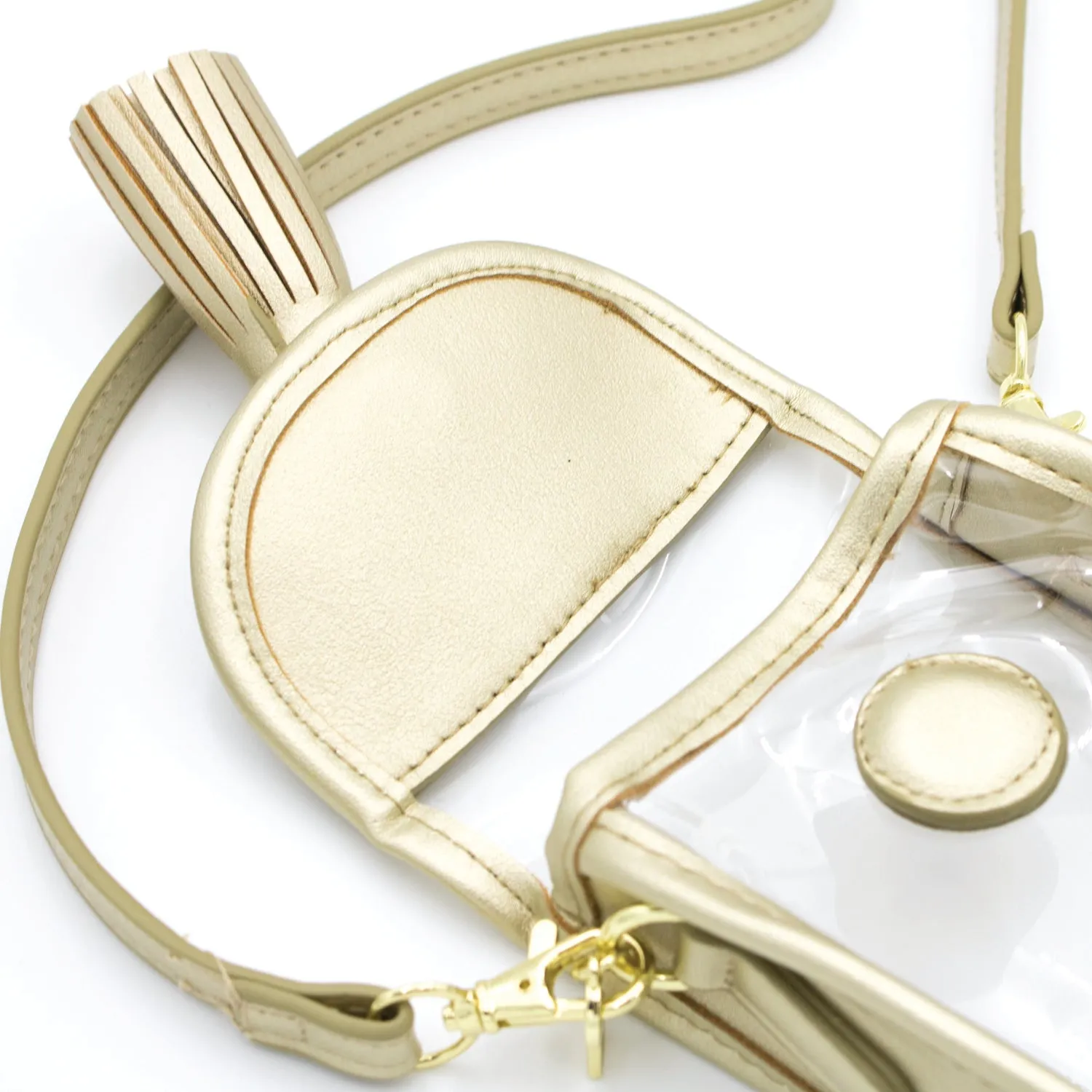 Cell Phone Crossbody - Clear Bag with Gold Accents