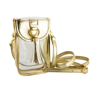 Cell Phone Crossbody - Clear Bag with Gold Accents