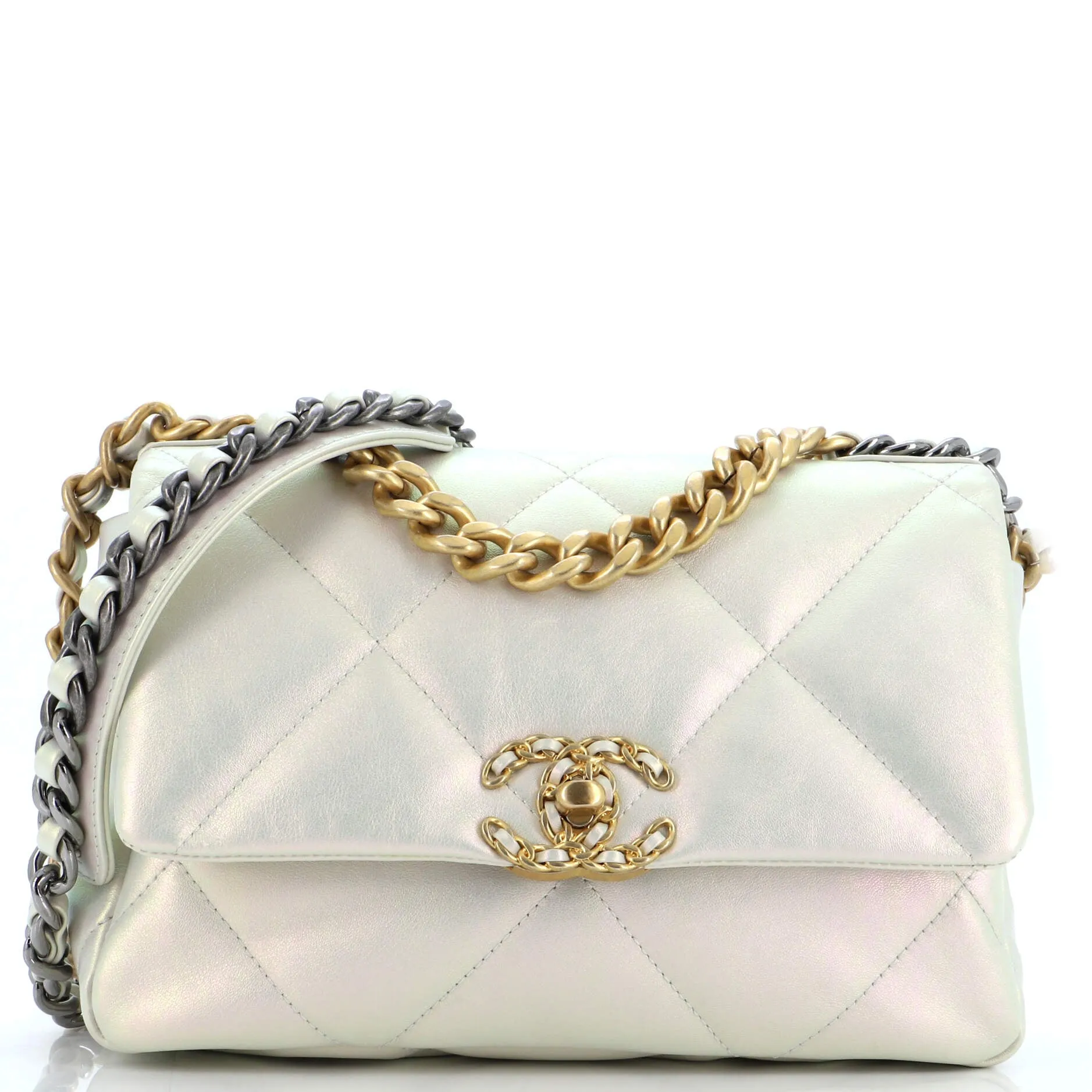 CHANEL 19 Flap Bag Quilted Iridescent Calfskin Medium