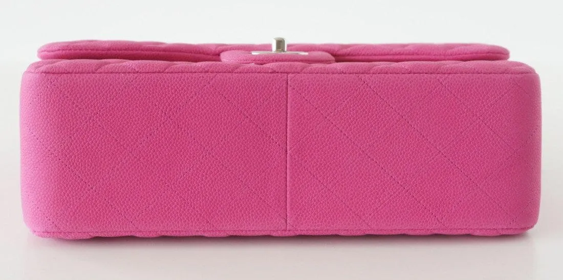 Chanel Bag Jumbo Double Flap Quilted Hot Pink Fuchsia Sueded Caviar  new