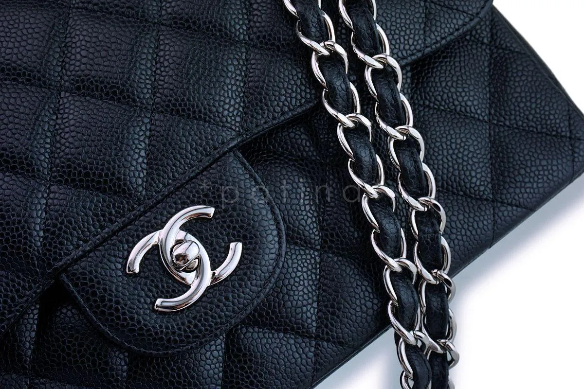 Chanel Black Caviar Jumbo Classic Double Flap Bag SHW