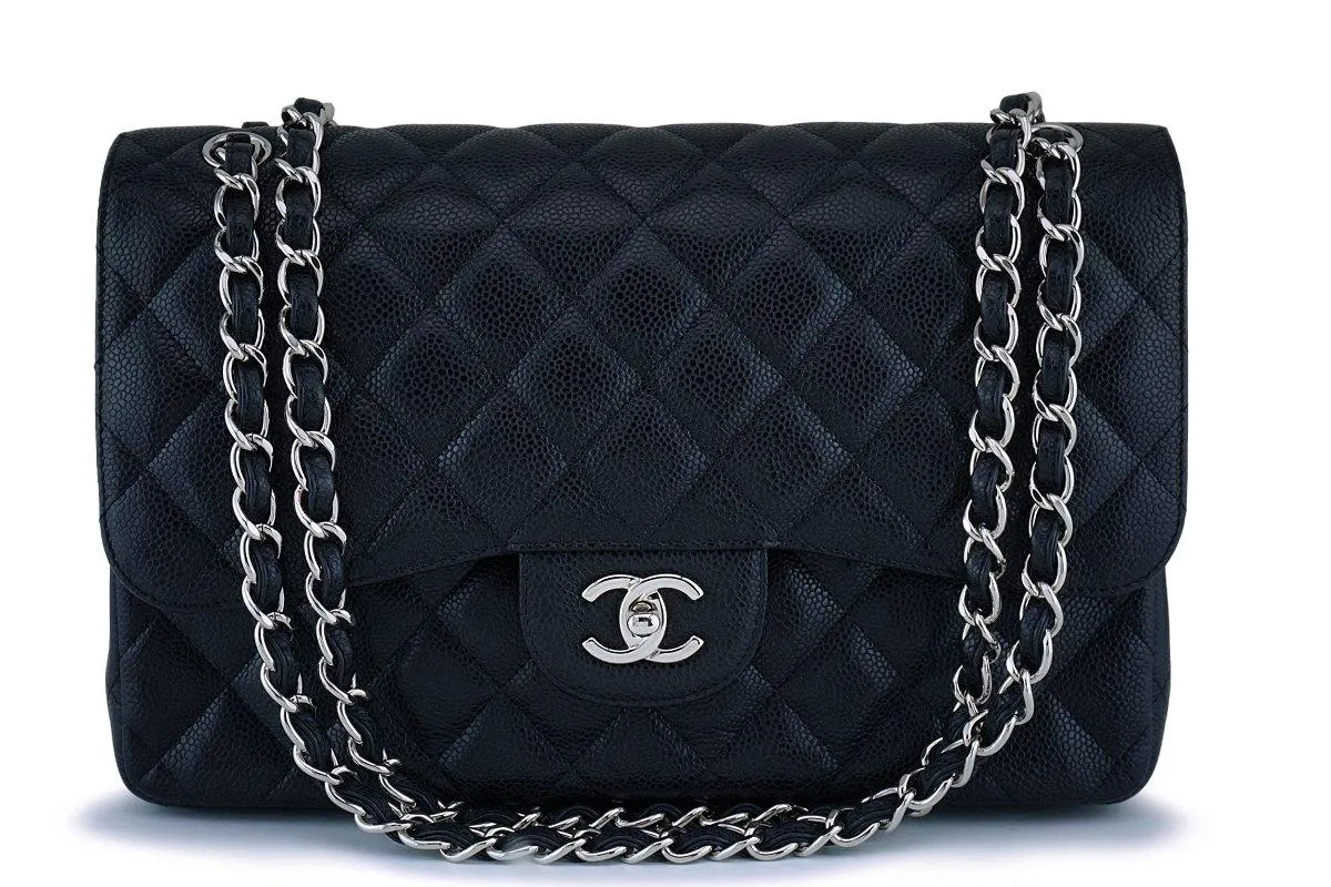 Chanel Black Caviar Jumbo Classic Double Flap Bag SHW