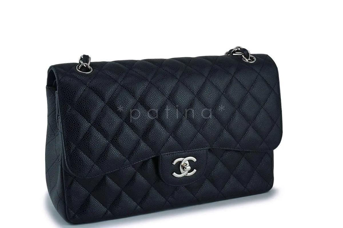 Chanel Black Caviar Jumbo Classic Double Flap Bag SHW