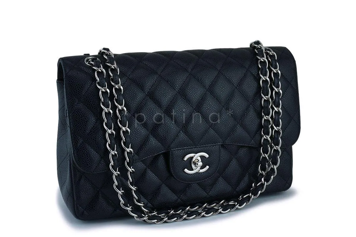 Chanel Black Caviar Jumbo Classic Double Flap Bag SHW