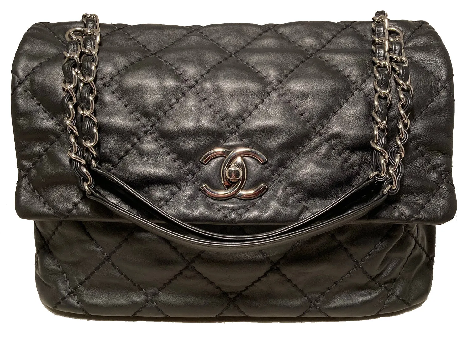 Chanel Black Leather Ultimate Stitch Classic Flap Shoulder Bag