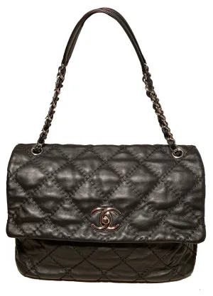 Chanel Black Leather Ultimate Stitch Classic Flap Shoulder Bag